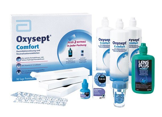 Oxysept Comfort Premium B12 - Premium Pack (3x 300ml + 3x 30 comprimés +1x Étui à lentilles + 1x 120ml )